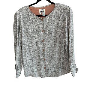 Moods by Krizia Vintage 80s Gray Petite Pattern Blouse Size Medium